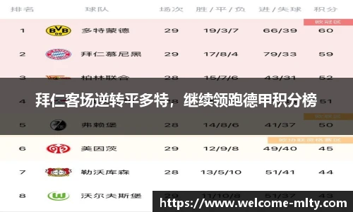 拜仁客场逆转平多特,继续领跑德甲积分榜